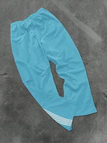 Aesthetic Post Loose Men's Slogan Graphic Drawstring Waist Sweatpants Football - Blue - View 4