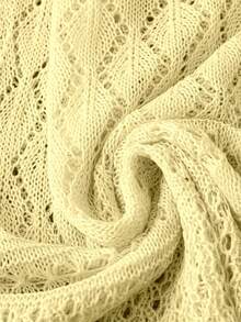 Franclia Plus Size Women's Solid Color Beach Resort Romantic Crochet Net Drawstring Tie Bow Cardigan Western Wear - Yellow - View 6