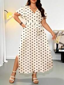 Modelyn Casual Minimalist Retro Floral Pattern Loose Plus Size Dress, Suitable For Autumn/Winter - Multicolor - View 2