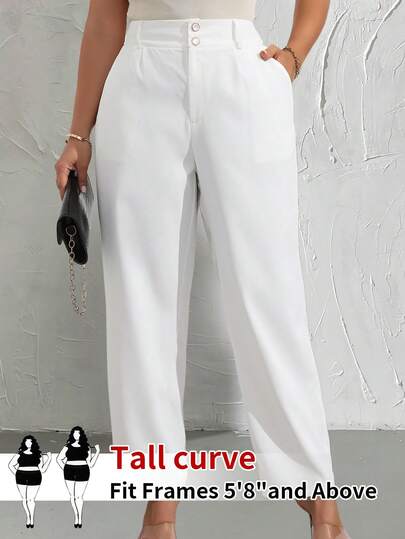 SHEIN Tall CURVE Pantalones de traje casuales y elegantes para mujer de talla grande