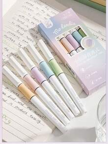 10 piezas Bolígrafo de tinta líquida con agarre suave de color Morandi, bolígrafo de gel retráctil de secado rápido y silencioso para estudiantes, exámenes y tareas - Multicolor - Ver 9