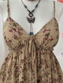 Flirla Plus Size Women Casual Floral Print Chiffon Camisole - Multicolor - View 4