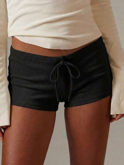 Athîral Women's Casual Solid Gray Knit Shorts, Black Hot Pants Women, Women's Shorts