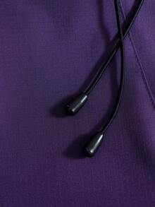 PAVTROS Men's Purple Autumn Streetwear Work Casual Hooded Double Layer Design,Half-Zip Embroidered Graphic Baggy Hoodie With Elastic Drawstring Hem For Men - Purple - View 4