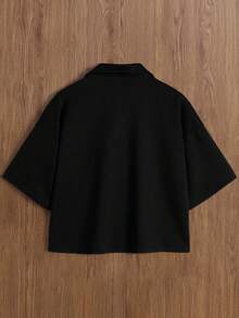 TOKVUE TOKUVE 男士休闲 Polo 衫，复古字体设计，星形图案，适合日常穿着，灵感源自 ，针织短袖 Polo 领 T 恤，适合音乐节、度假和日常穿搭，男士休闲衬衫，居家休闲，街头文化，可个性化定制，送给丈夫或男友的礼物 - 黑色 - 查看 2