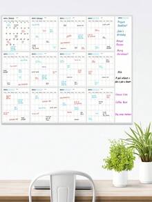SHEIN Erasable Wall Mounted Calendar, 12-Month Annual Plan, Back To School Season, Study Supplies - Single Piece - View 7