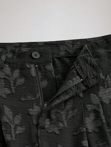 AXEPEAK Men's Casual Floral Jacquard Loose Flare Pants - Black - View 4