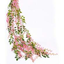 1/2/50件装 6.5英尺人造紫藤花藤，人造白色紫藤花环，丝绸紫藤花圈，适用于婚礼拱门、派对花园、家居装饰、春季装饰、婚礼用品、优雅房间装饰、家居装饰、生日礼物、毕业礼物、户外装饰、花园装饰 - 粉色 - 查看 7