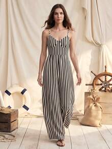 Bộ jumpsuit nữ dáng rộng in hoa, dây mảnh, hở lưng, thích hợp cho mùa xuân/hè. - Nhiều màu - Xem 8