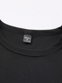 Aesthetic Post 男士字母印花短袖T恤和短裤休闲套装 - 黑色 - 查看 5