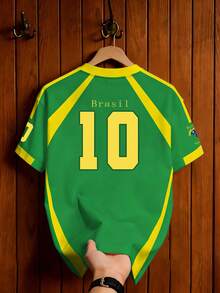 Aesthetic Post 男士休闲撞色字母印花T恤，夏季 - 彩色 - 查看 2