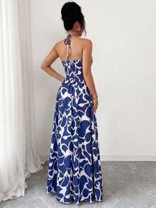 Elenzga 无袖吊带收腰A字连衣裙，优雅浪漫，细节精致，适合度假穿着。 - 彩色 - 查看 2