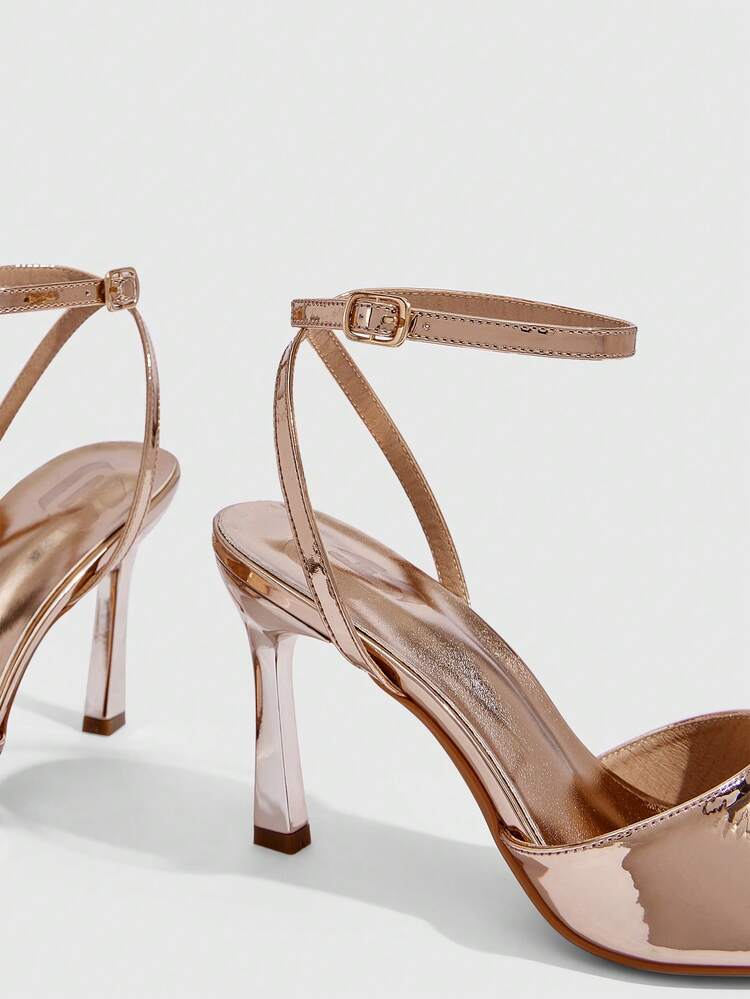 CUCCOO SZL Women Shoes Spring And Summer New Champagne One Piece Open Toe Ankle Strap Women's High Heel Sandals Fashion Comfortable Versatile Sexy Party Women's Sandals Open Toe Sandals