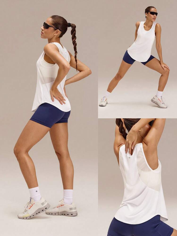 Lightweight Gear Up Mesh Curved Hem Tank Top Gym Workout Daily Spring Fall