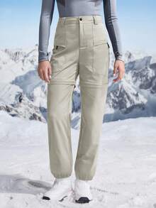 In My Nature Women's Solid Color Detachable Zipper Hiking Pants - Light Grey - View 1