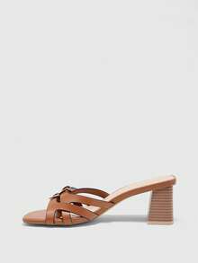 CUCCOO BIZCHIC Women's Buckle Design Fashion Daily Wear High Heel Sandals - Brown - View 7