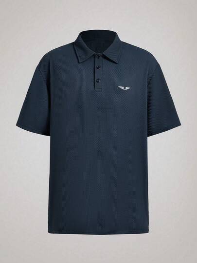 Officeau 1 件精美刺绣图案男士商务休闲 POLO 衫，加大码适合超重男士，加大码，面料舒适，适合高尔夫、网球、户外旅行、休闲装，男士礼物