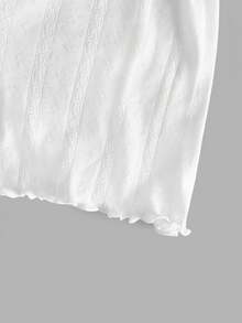 Lowkey Lull 100% Cotton Frill Trim Textured Fabric Bow Decor Casual Comfortable EasyComfort Women Safety Shorts - White - View 4