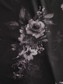 ROMWE Fairycore Váy chéo hở lưng in hoa cho nữ, đón năm mới - màu đen - Xem 4