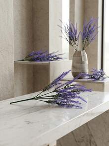 Flores de lavanda artificial para exteriores, flores moradas de plástico falso resistentes a los rayos UV, adecuadas para decoración interior y exterior en hogares, cocinas, lugares de bodas, como regalos para el Día de la Madre, cumpleaños, temporada de graduación y temporada de bodas. - Morado - Ver 3