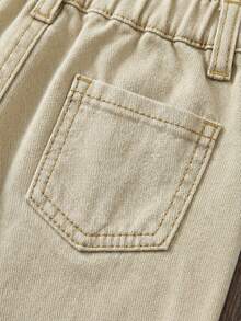SHEIN Baby Boy Casual Loose Tapered Jeans With Pockets - Khaki - View 3
