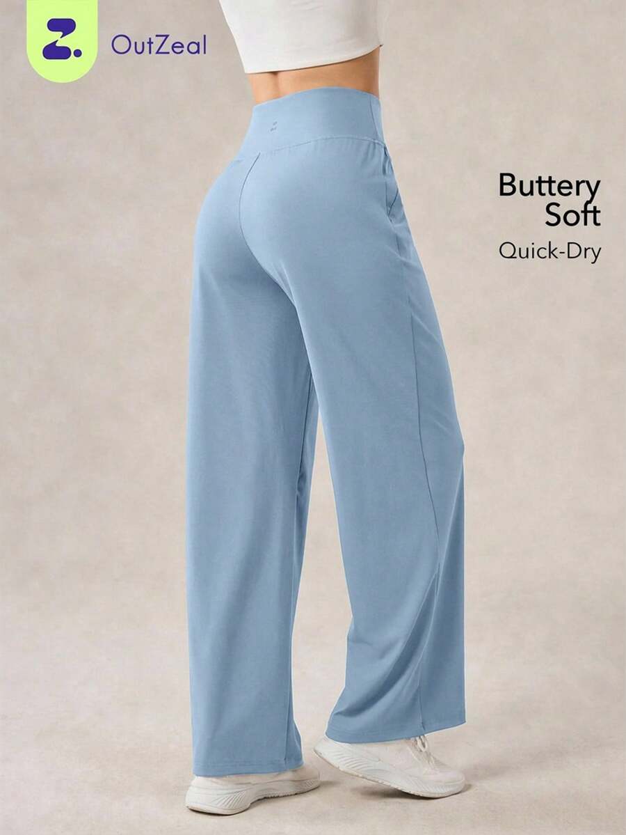 OutZeal Quần thể thao nữ, quần mặc nhà thoải mái, nhanh khô, mềm mại như bơ, cạp cao, ống thẳng, thích hợp cho hoạt động thể thao. - Màu xanh nhạt - Xem 1