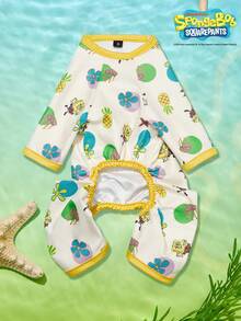 SpongeBob SquarePants | PETSIN Bộ quần áo liền thân in hình sứa, dứa nhỏ, sao biển cho thú cưng, chất liệu mềm mại và thoáng khí, màu be, dành cho mèo và chó. - Nhiều màu - Xem 2