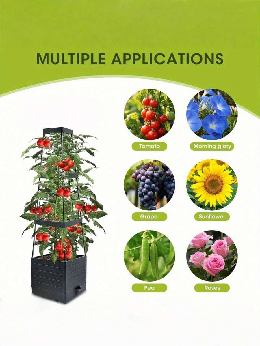 1/2 件装易组装自浇水植物种植架带支架,多用途花园支撑笼,适用于花卉和蔬菜,攀援植物种植支撑架,家居装饰,多肉植物和盆栽植物展示底座,阳台植物种植架 - 花架 - 查看 1