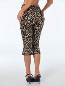 SHEIN ICON 2026新款女士Y2K休闲豹纹百慕大裤，夏季外出休闲皆宜，猎豹纹下装嘉年华女装，春夏豹纹裤 - 彩色 - 查看 3