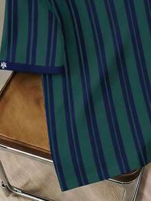 Manfinity Joysei Áo thun nam tay ngắn cổ tròn kẻ sọc, kiểu dáng thường ngày, đa năng - Nhiều màu - Xem 3