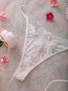 FloralLove 1 chiếc quần lót dây ren hoa hồng dành cho nữ - trắng - Xem 3