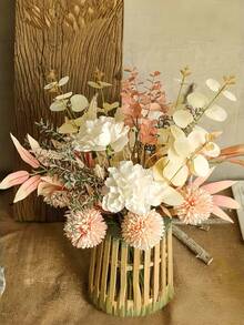 1件仿真丝花塑料花卉桌面摆件，适用于婚礼花束装饰、家居厨房花园派对装饰、仿真花摆设、婚礼装饰、家居装饰、派对用品、花瓶填充物，室内外均可使用。 - 香檳色 - 查看 6