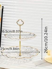 Elegant Gold Border Water Wave Pattern 2 Tier 3 Tier Cupcake Stand Petal Shaped Dessert Tower With Metal Rods Plastic Layered Trays For Christmas Thanksgiving Wedding Birthday Party Tea Party Home Decoration Centerpiece Display - Multicolor - View 8
