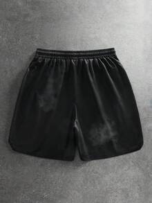 ROMWE MEN Men's Mesh Printed Shorts, Spring/Summer - Black - View 2