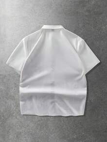 ROMWE MEN Men's Gothic Print Short Sleeve Shirt - White - View 3