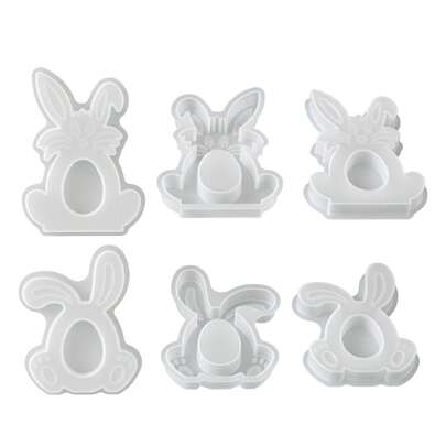 复活节镂空折耳兔子复活节彩蛋兔子硅胶模具 DIY香薰蜡烛石膏模具