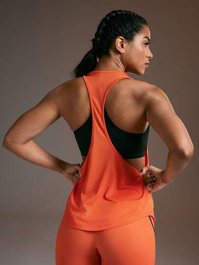 Powerista Áo tank top thể thao thoáng khí, màu trơn, kiểu racerback