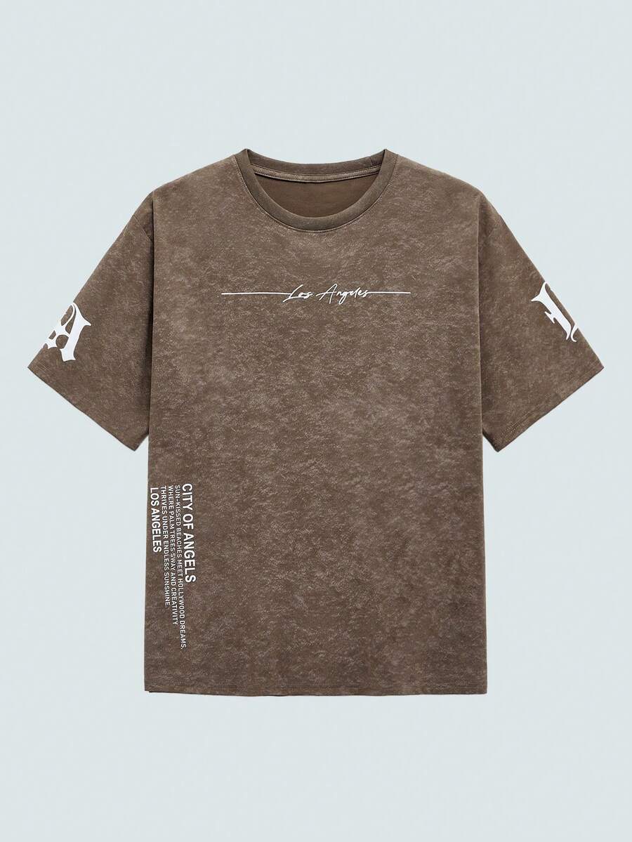 Modcrash Zrgoth Men's Casual Versatile Simple Printed Element Short Sleeve T-Shirt