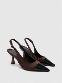 CUCCOO BIZCHIC 极简纯色闭趾细高跟女鞋 - 棕色 - 查看 4