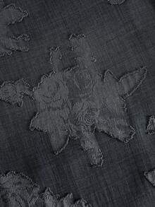 TOKVUE 夏季度假及海滩之旅年轻休闲风格纹理镂空花卉短款衬衫，提花纹理，宽松廓形，深灰色男士度假衬衫，送给男友的理想礼物，夏季必备单品。 - 灰色 - 查看 6