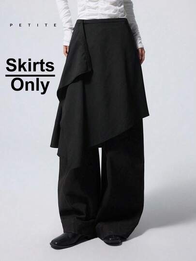 LYSMO Petite 女士纯色不对称下摆时尚半身裙