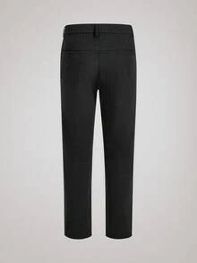 Officeau Men's Elastic Waist Solid Color Side Pockets Casual Straight Leg Pants, Fall - Black - View 2