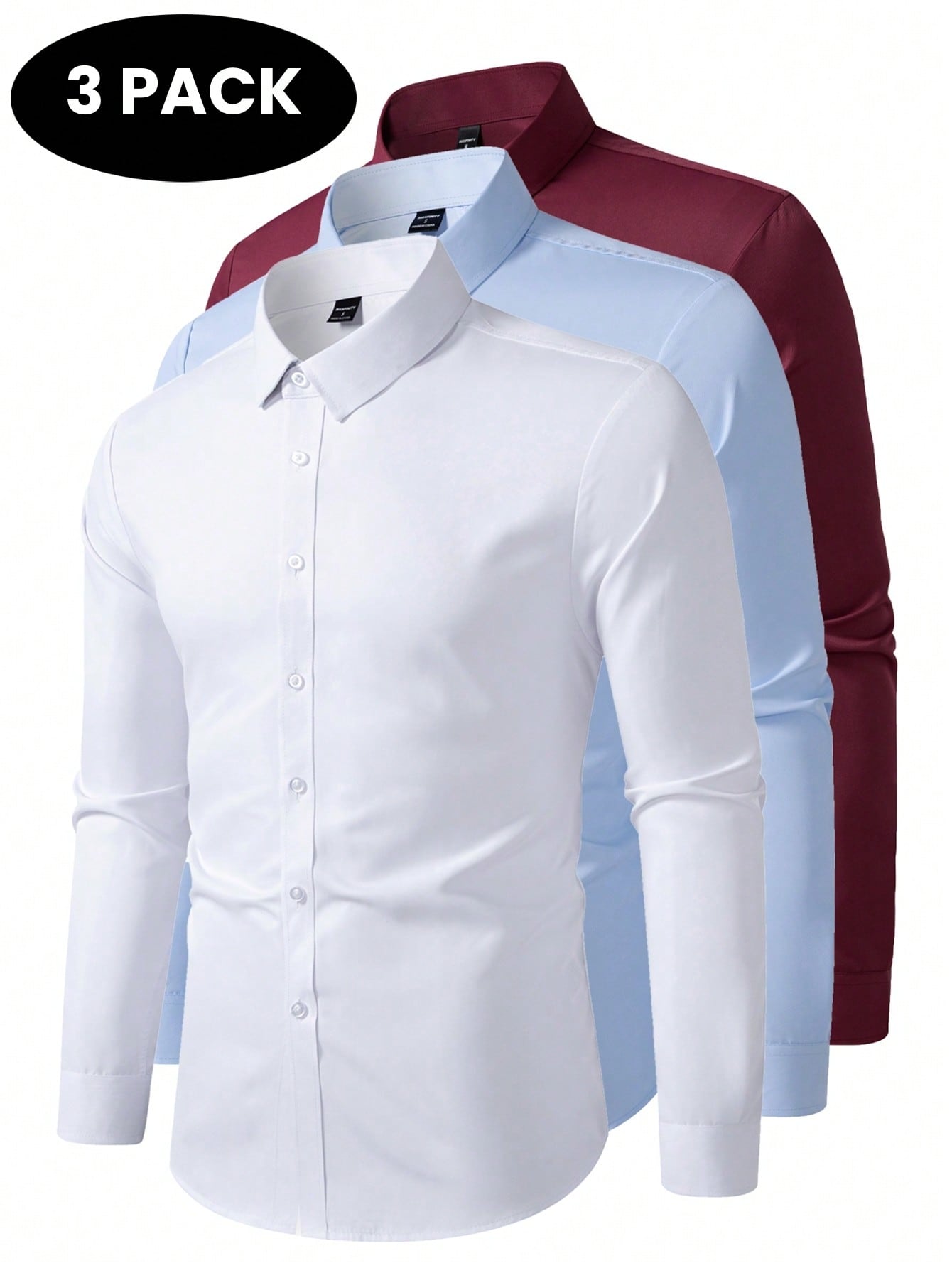 Manfinity Mode قميص رجالي كاجوال أكمام طويلة أزرار...