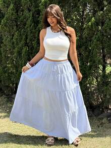 GalTyme Muchica Plus Size Striped Short Sleeve Round Neck Loose Casual Summer 2 Pieces Set,Casual, Elegant ,Vacation ,Work,Office Brunch Fairycore Comfortable Concert ,Club , Fashionable For Everyday Wear Fall /Autumn/Winter/Summer ,For Daily ,Commute,Date,Party,Wedding,Beach,Graduati,Chic,Elegant,Casual,Going Out,Date,Appointment,Commute,Shining,Valentine's Day,Casual,Y2k,Country, Women Vacation Outfit Sets Skirt And Top Sets For Women Womens Summer Co Ord - Blue and White - View 4