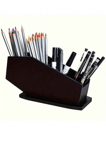 Gothic Coffin Makeup Brush Holder - Decorative Art Style, Perfect For Bedroom & Bathroom Decor, Kitchen Accessory Rack, Spooky Home Office Organizer