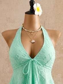 Bellisia Áo bikini hai dây chấm bi chất liệu mềm mại, thoải mái cho nữ, thích hợp cho kỳ nghỉ. - Màu xanh Bạc hà - Xem 3