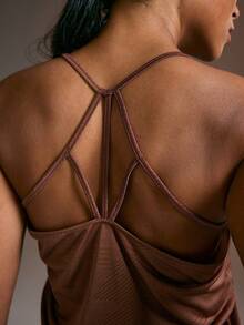 Powerista 女士纯色简约无袖休闲运动T恤 - 棕色 - 查看 4