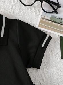 Bộ áo polo và quần short màu xanh lá cây tối giản cho bé trai, thích hợp cho các buổi đi chơi, mặc thường ngày và dự tiệc. - màu đen - Xem 8