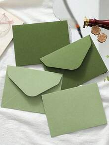 20/10/5Pcs Green Envelopes Bulk, Avocado Green Olive Green, Kraft Paper Envelopes For Wedding Invitations, DIY Money Holder, Christmas Birthday Gift Cards, Stationery Set - one-size - View 5