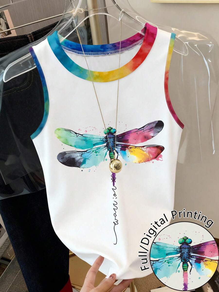 Resyla Women's Colorful Dragonfly Print Tank Top - Multicolor - View 1
